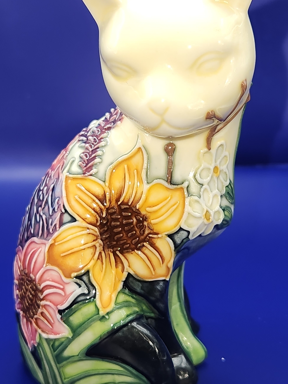 Pavone Porcelain Hand-Painted Old Tupton Ware Floral Cat Figurine
